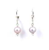 Sterling silver dusty rose freshwater pearl drop earrings