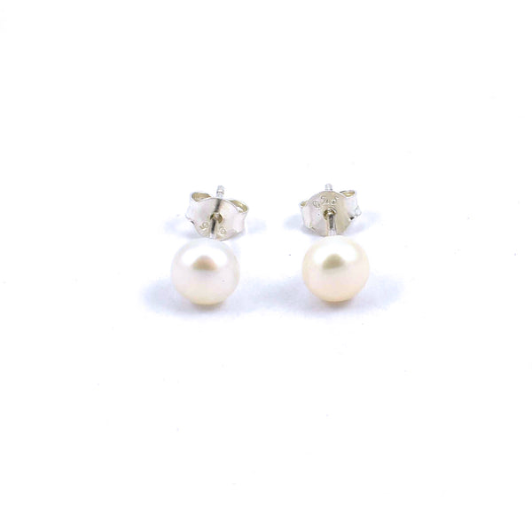 Sterling silver white freshwater pearl stud earrings