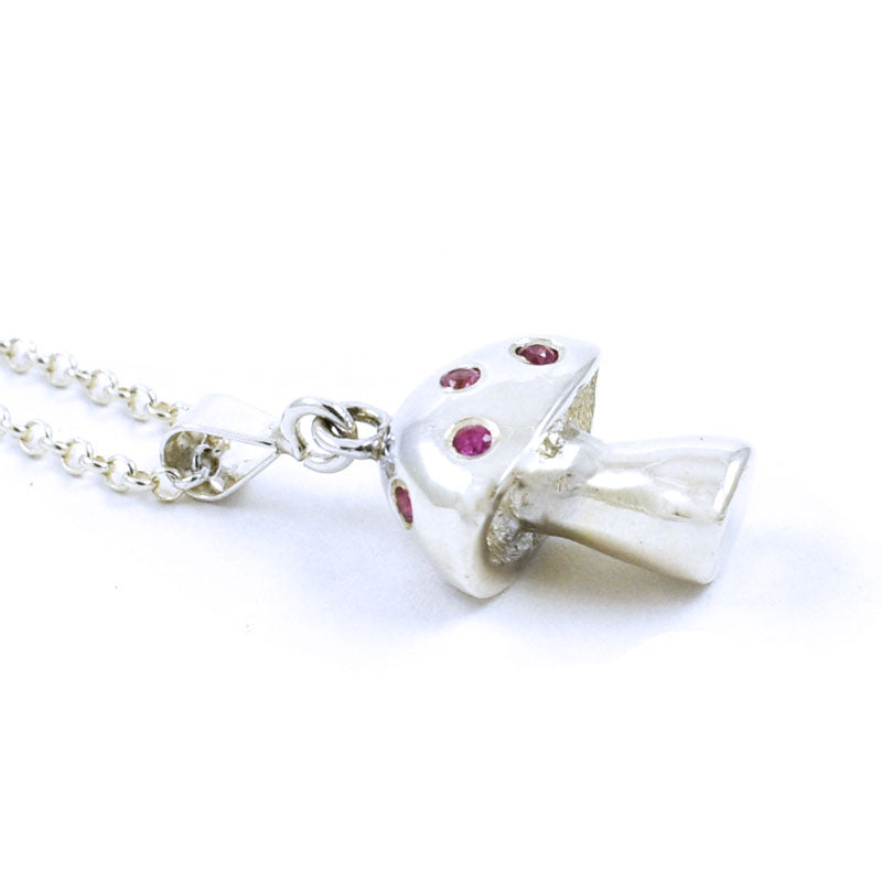 Pink Sapphire Jewelled Mushroom Necklace