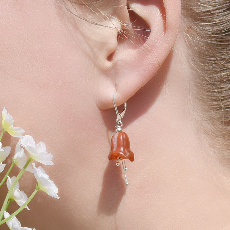 Red Agate Bellflower Earrings